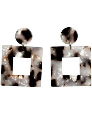 CLOSET REHAB Small Open Square Drop Earrings - Metallic