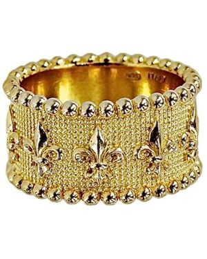 Mvm Italy Hand Made Florentine Ring With Giglio - Metallic