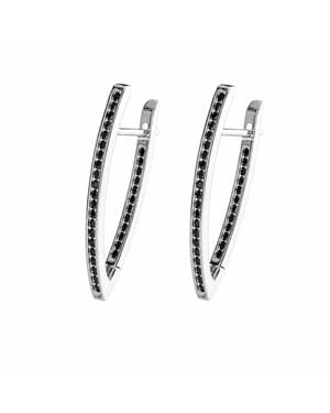 Bellus Domina Sterling Geometric Earrings With Cubic Zirconia - Black