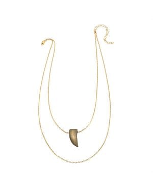 Heather Hawkins Jewelry Little Gemstone Horn Drape Necklace - Metallic