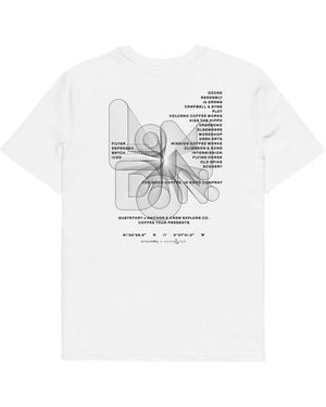 Anchor and Crew Gustatory London Coffee Scene Organic Cotton Embroidered T-Shirt - White