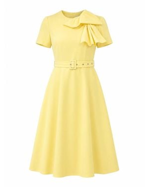 Girl In Mind Sorelle Belted Midi Dress - Yellow
