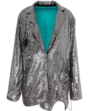 Silvia Serban Oversized Sequin Blazer - Grey