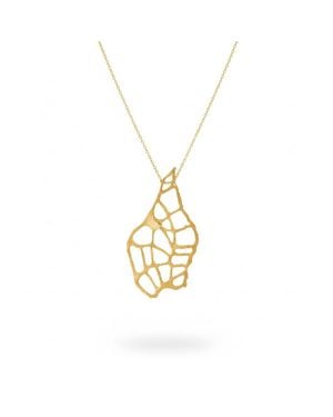 Silver & Elegant Co. Abstract Sculptural Thick Plated Bronze Pendant Necklace - Metallic