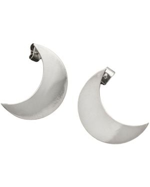 Zula Jewelry + Design Crescent Moon Stud Earrings Large - White