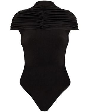 Nissa Ruched-Detail Bodysuit - Black
