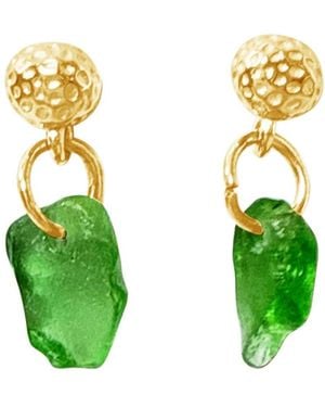 Glassy Palmedråbe Earrings - Green