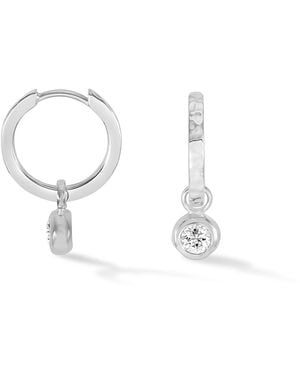 Dower & Hall Sapphire Hammered Huggie Hoops - White