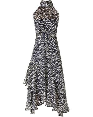 SACHA DRAKE Austen Chiffon Halter Midi Dress - Gray