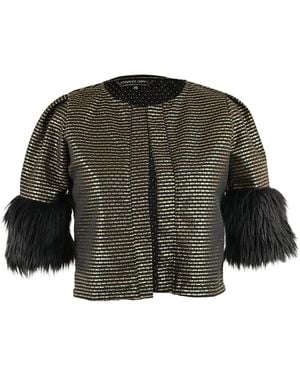 Jennafer Grace Goldie Faux Fur Cuff Crop Jacket - Metallic