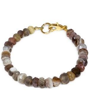 Rachel Nathan Neutrals Luxe: Faceted Botswana Agate Bracelet - Metallic