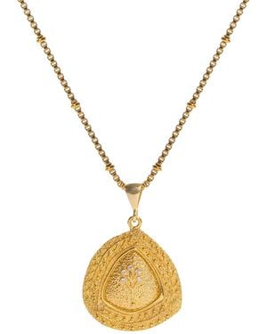 Ebru Jewelry Vintage Style Tree Of Life Medallion Pendant Necklace - Metallic