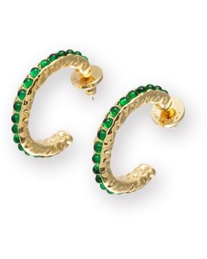 Classicharms Serena Molten Emerald Gemstone Hoop Earrings - Metallic