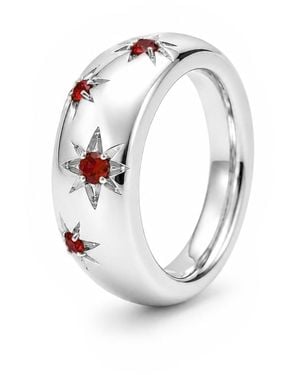 Unaloe Quartz Starburst Wide Band Ring – Sterling - White
