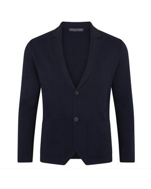 Paul James Knitwear Lightweight Extra Fine Merino Wool Massimo Knitted Blazer - Blue