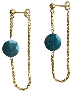 Herself Collections Juniper Agate Earrings - Blue