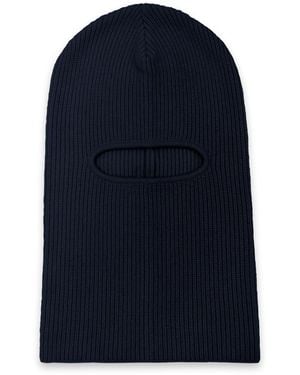 Paul James Knitwear Merino Cashmere Aurelius Fisherman Rib Balaclava - Blue