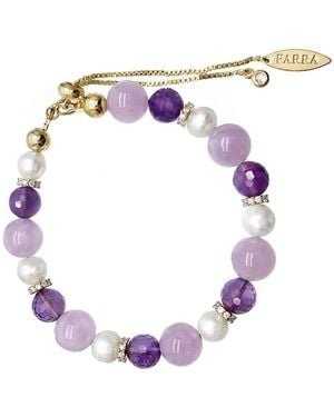 Farra Shade Amethyst Freshwater Pearl Slider Bracelet - Purple