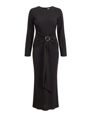 Tantra Spain Sl Long Fitted Dress With Long Sleeves And Adjustable Metallic Hoop Waistband - Black