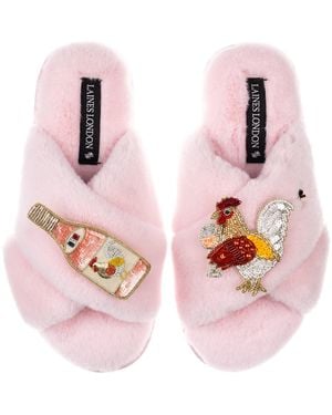 Laines London Classic Laines Slippers With Chicken Wine Brooches - Pink