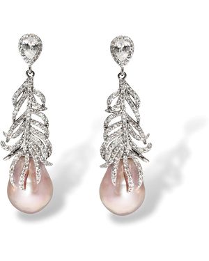 Ninemoo Feather Baroque Pearl Earrings - Metallic