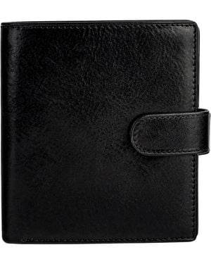 Time Resistance Leather Bifold Wallet With A Snap Closure - Black