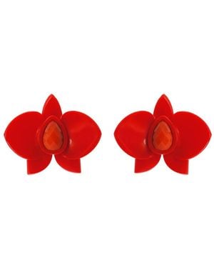 Gissa Bicalho Acrylic Handmade Earring Xs Orchid - Red