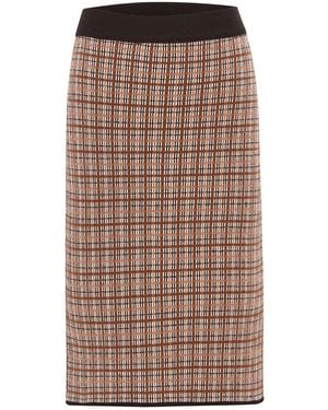 Peraluna Plaid Jacquard Knitwear Knee-Lenght Skirt - Brown