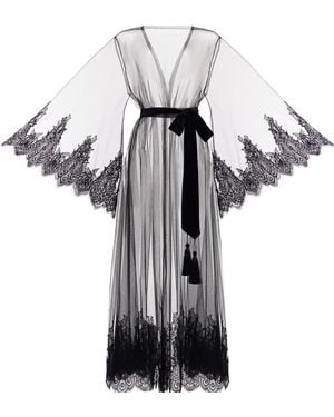 KÂfemme Celeste Tulle Sexy Kimono Robe With Dress - Black