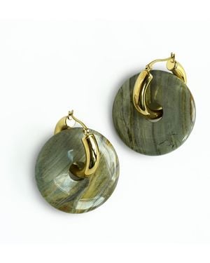 Edgar Navarro Jewelry Neutrals Edgar Navarro Picture Jasper Hoop Earrings - Green