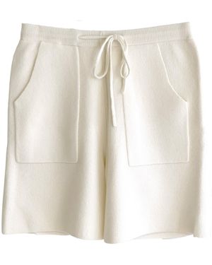 Zenzee Neutrals Cashmere Cargo Pocket Shorts - White