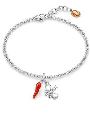 Unaloe Sterling Bee And Cornicello Charm Bracelet - Metallic