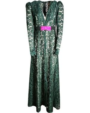 Couture to Your Door Sheer Lace Gothic Maxi Dress - Green