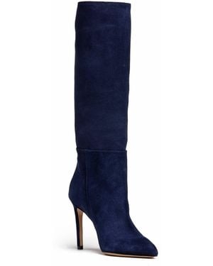 Beautiisoles by Robyn Shreiber Made in Italy Yara Suede Comfortable Knee-High Evening Stiletto Boot - Blue