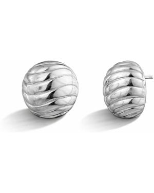 Gold & Honey Wave Dome Stud Earrings - Metallic