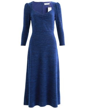 Louche Ambrose Sustainable Marl Sweetheart Neck Midi Dress – - Blue