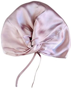 Marche' Du Luxe Double Layer Pure Silk Twisted Turban Style Adjustable Cap Pearl - Purple