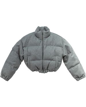 Circular Path Boxy Puffer Jacket - Gray