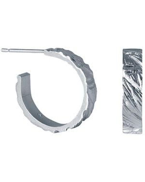 Edge Only Rugged Hoop Earrings Sterling - Metallic