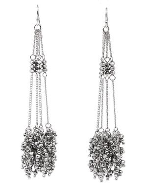 Saachi Cluster Drop Chain Earrings - Metallic