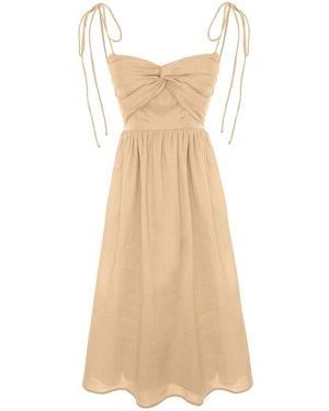 Framboise Neutrals Andrada Linen Midi Dress - Natural