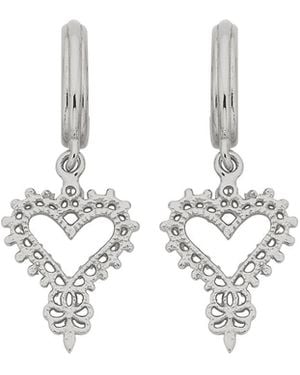 Zoe & Morgan Mini Heart Hoops - White