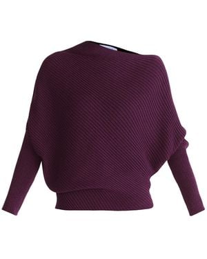 Paisie Draped Asymmetric Knit Jumper - Purple