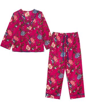 Inara Fuchsia Floral Cotton Pyjamas - Pink