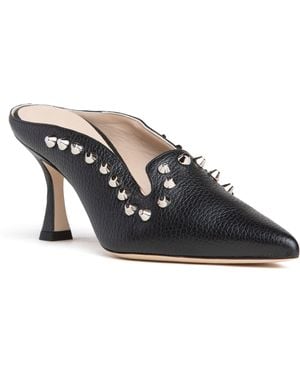 Beautiisoles by Robyn Shreiber Made in Italy Georgia Leather Studded Comfortable Classsy Mule For Valentine Evening & Day Wear - Blue