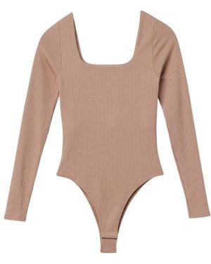 Dāl the Label Neutrals Ribbed Long Sleeve Bodysuit - Natural
