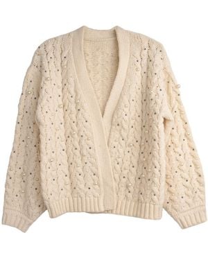 Saachi Holiday Ivory Cardigan Pearl Knit - Natural