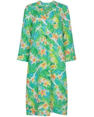 NoLoGo-chic Honolulu Print Picot Dress Linen Multi - Green