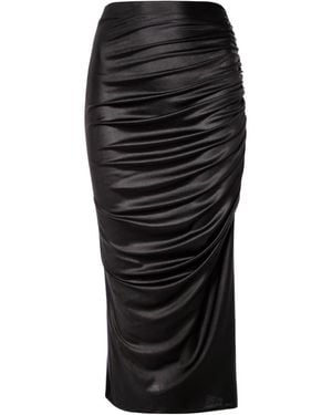 AGGI by HALEWSKI Judy Power Midi Creased Skirt With Slit - Black