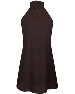 Thisisu Collection Nysa Halter-Neck Jacquard Mini Dress - Brown